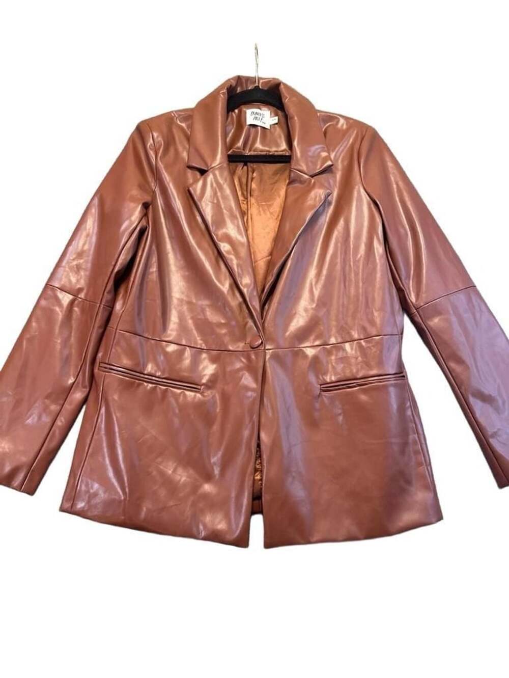 Princess Polly Faux Vegan Leather Blazer Size S/M Butterscotch Brown Y2K Jacket